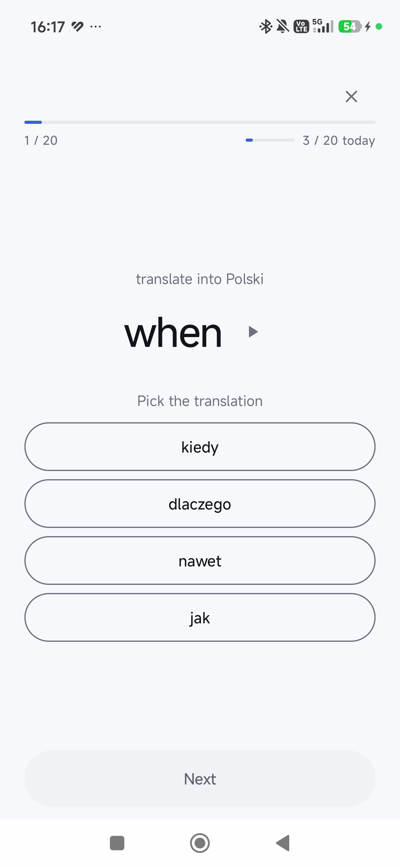 SayIt pokazuje cztery możliwe odpowiedzi, gdy potrzebujesz podpowiedzi.